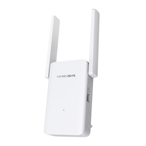 MERCUSYS AX1800 Усилитель Wi-Fi сигнала, до 574 Мбит/с на 2,4 ГГц + до 1201 Мбит/с на 5 ГГц, 2 фикс. внешние антенны, 1 гиг. порт, подключение к насте